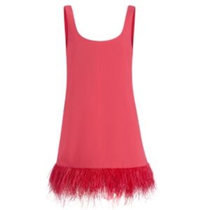 Likely Pink scoop neck feather detail cocktail dress